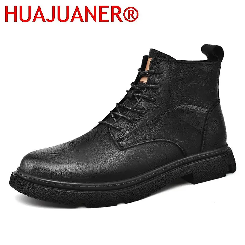 

Punk Style Motorcycle Boots for Men Retro Style Leather Male Sneakers Fashion Brand Men Casual Shoes Comfortable Man Ankle Boots