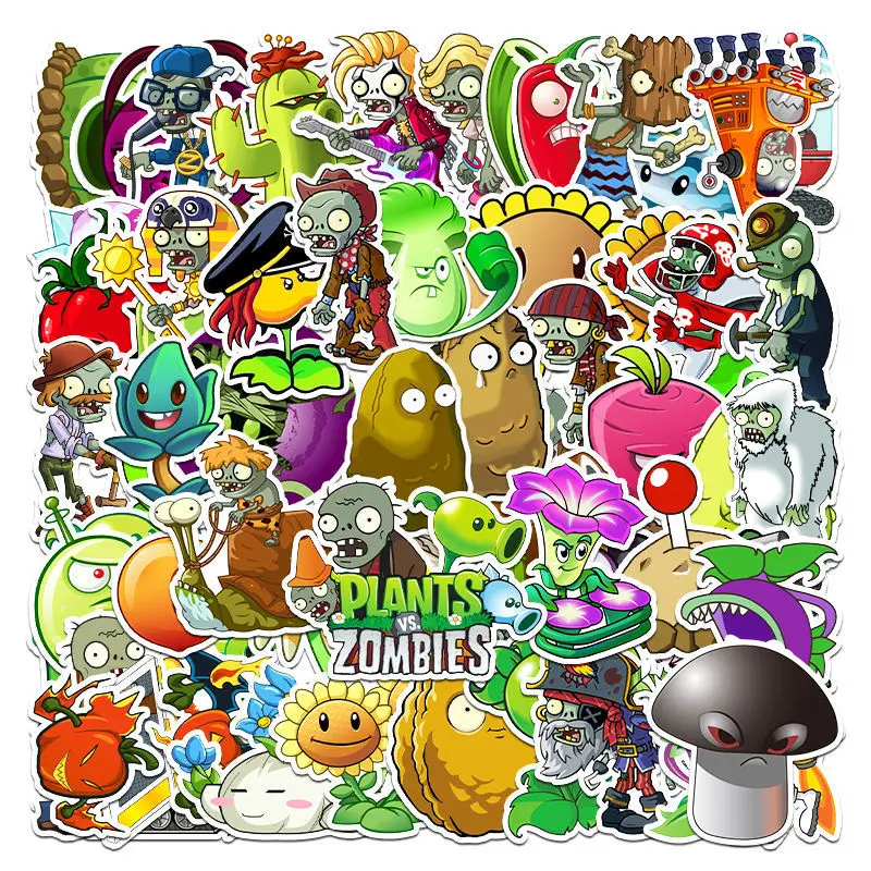 60 Non-repetitive Game Plants Vs. Zombies Series Stickers Mobile Phone Laptop Suitcase Decoration Stickers