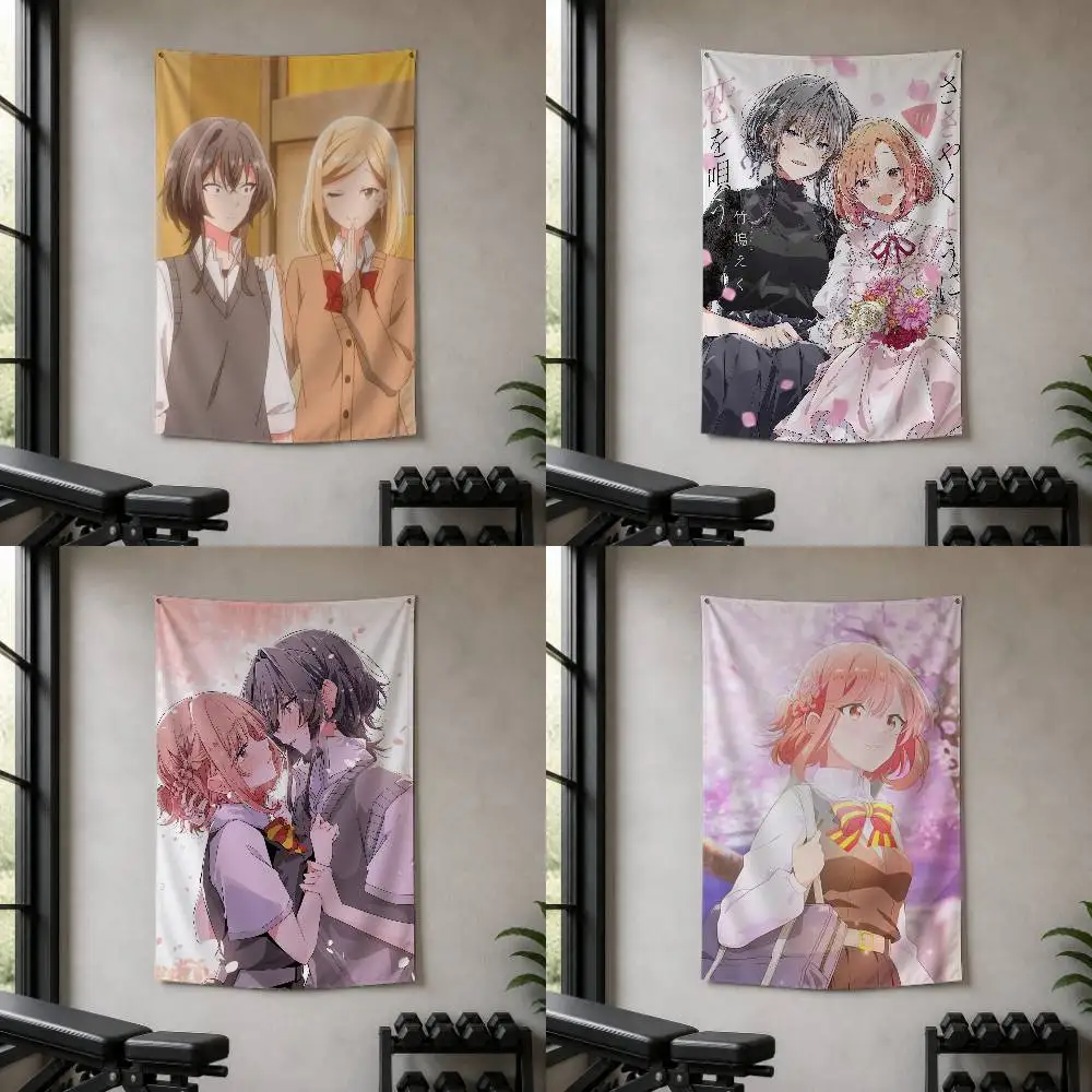 Manga W-Whisper Me a Love Song Decorative Hanging Flag with Grommets for Garage Bedroom Dorm Wall Decor