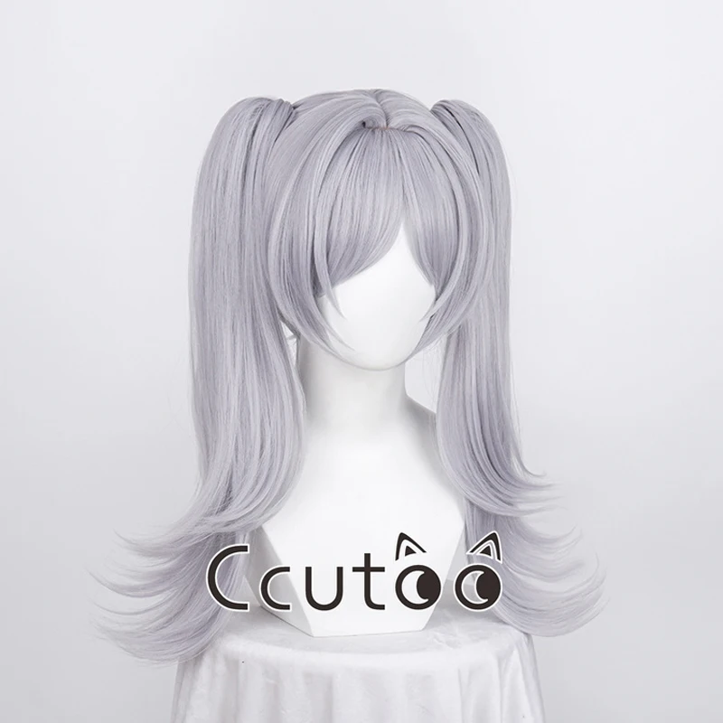 Frieren Wigs Anime Sousou no Frieren at the Funeral Silver gray Synthetic Hair Cosplay costume Wigs Chip Removable Ponytails