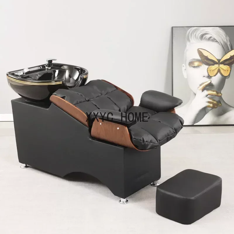 Barber Shop Shampoo Chair Flush Massage Lying Half Cosmetology Shop for Hair