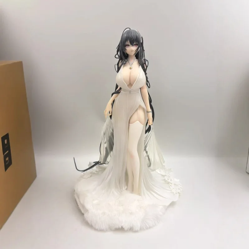 Figura de menina anime pintada à mão com saia Phoenix, modelo de vestido azul para decoração de mesa, presente colecionável exclusivo