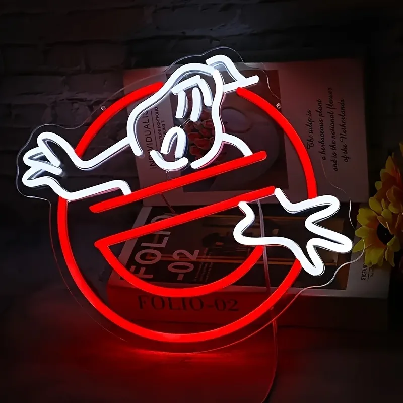 Ghost Neon Sign USB Powered LED Wall Decoration Switch Control Perfect for Bedroom Game Room Holiday Party Bar Scene Decoration