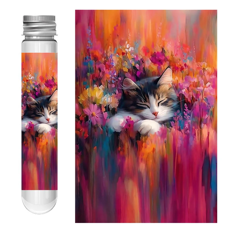 Sleeping Meow 150pcs Mini Test Tube Jigsaw Puzzle Easy JIgsaw Puzzle Decompression Toys Game Family