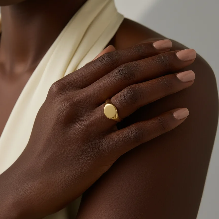 St.delan INS Minimalist Oval Polished Titanium Steel Rings | Niche Fashion Couple Rings for Women