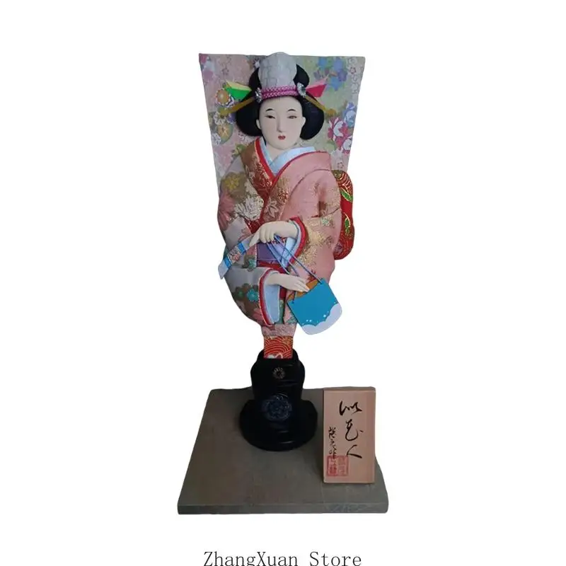 Traditionelle japanische Hagoita-Puppe, Stoff, Holz, Kunststück, Schreibtisch-Regal, Display, 3 x – Detail 5