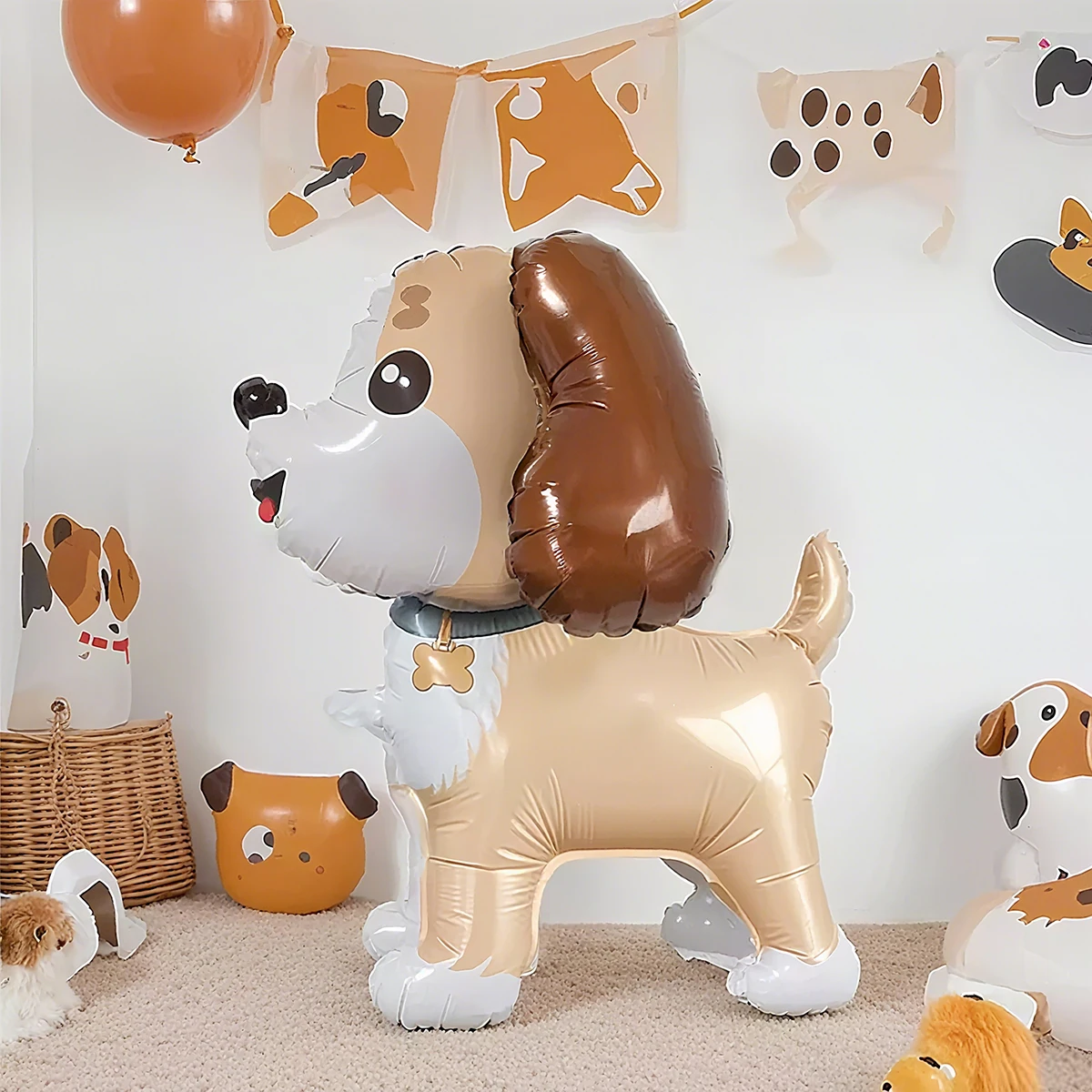 1 Stück – 3D-stehender Hund mit großen Ohren, Dekoration zum Thema Geburtstagsparty, Zoo-Thema, Geburtstagsparty-Dekoration