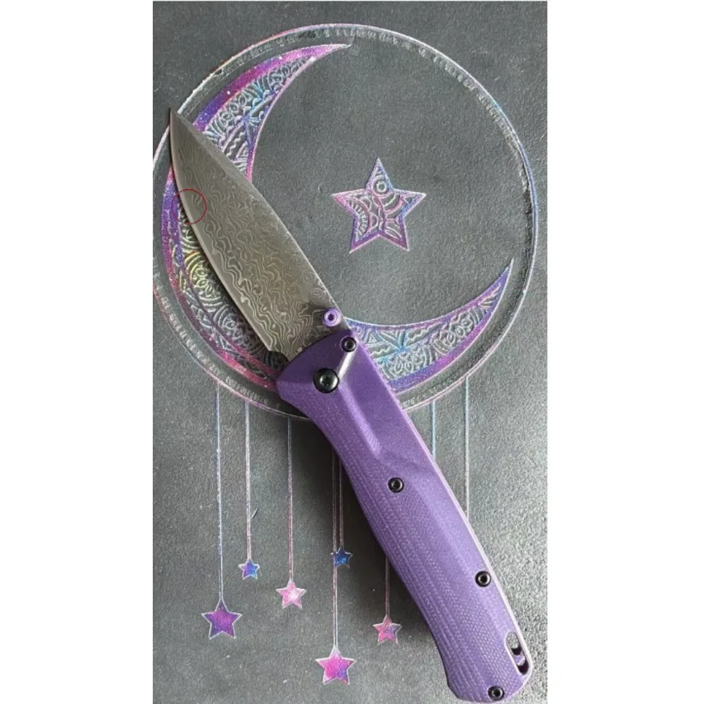 High-Quality G10/Linen/Carbon Fiber Handle Multi-Color BM535 Damascus Series Outdoor Camping Folding Knife Pocket Knife
