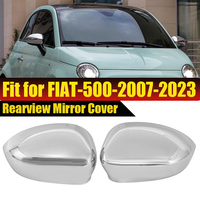 Fit For Fiat 500 2007 2008 2009 2010 2011-2023 Pair Chrome Rhyming  Car Rearview Mirror Cover Cap 735452185 735452186