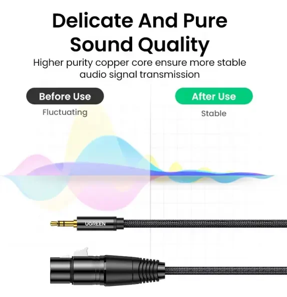 UGREEN Cable XLR Adaptador de cable de 3,5 mm a XLR Cable de micrófono macho a XLR hembra de 1/8 pulgadas