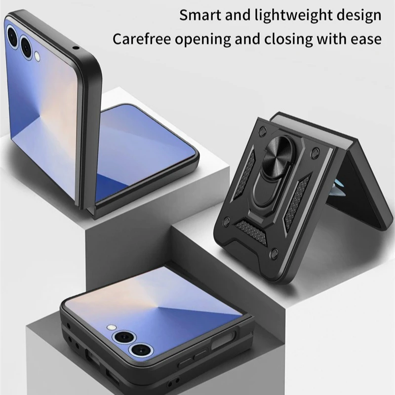 Armor Kickstand Case Voor Samsung Galaxy Z Flip 7 Z Flip7 FE 5G Beschermhoes Met Ring Magnetische houder Coque Fundas Capa