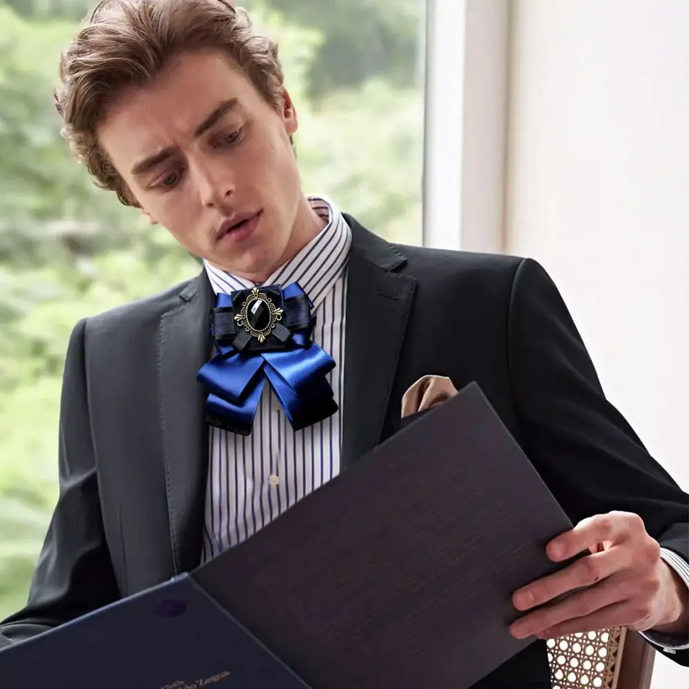 リボン合金クリスタル固体蝶ネクタイ多層調節可能な弾性バンドシャツネクタイクリップヴィンテージ襟花男性女性