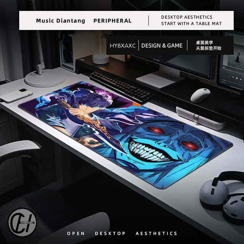 Aksesori Gaming Alas Mouse Xxl 400X900Mm Alas Mouse Karet Anime S-Solo L-Levelings Alas Mouse Keyboard Komputer Alas Meja Gamer