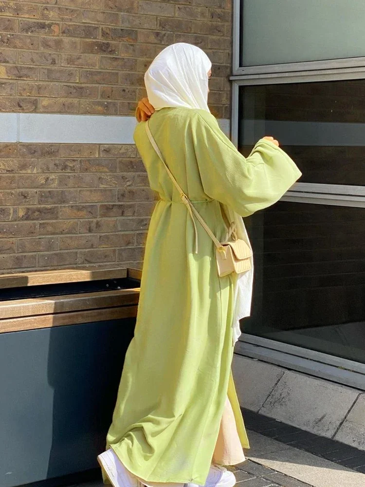 Casual Kimono Abaya Turkey Plain Crepe Open Abayas for Women Dubai Islamic Clothing Muslim Hijab Dress Ramadan Eid Kaftan Robe