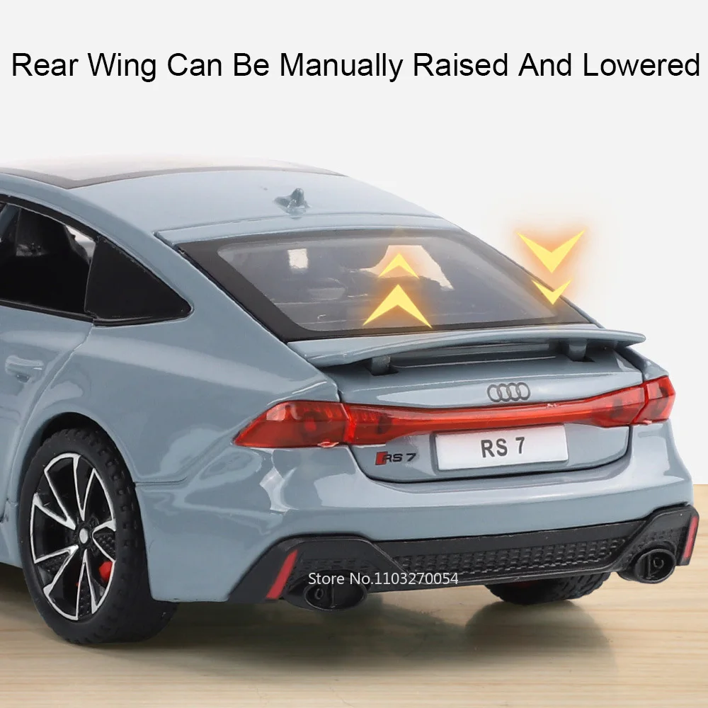 مقياس 1:32 RS7 A8 نماذج مصنوعة من خليط معدني ألعاب سيارات عجلة التراجع موسيقى الضوء 6 أبواب مفتوحة مركبات مصغرة هدايا للأطفال والكبار #3