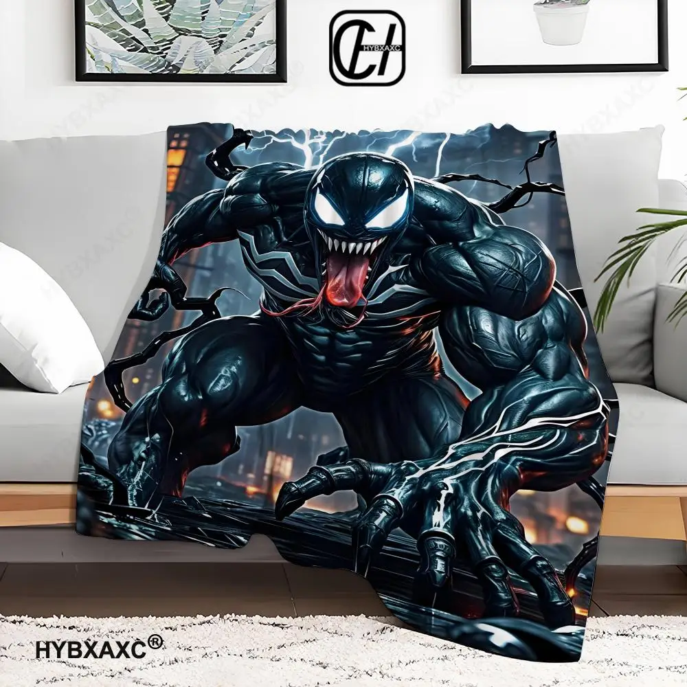 

Marvel Super Hero Venom Throw Blanket Aesthetic Art Flannel Blanket Portable Home Travel Camping Sofa Picnic Thickening Flannel