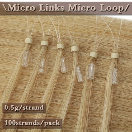 Imagen 2 del producto S-noilite 0,5g Micro bucle extensiones de cabello humano extremo saludable Micro enlace Micro anillo 100 Uds cápsula de queratina cabello Natural liso