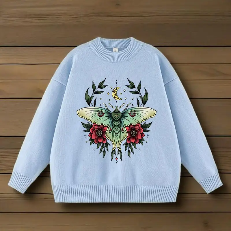 

Harajuku готический повседневный универсальный вязаный креативный свитер с принтом бабочки модный Y2K эстетика панк свободный пуловер