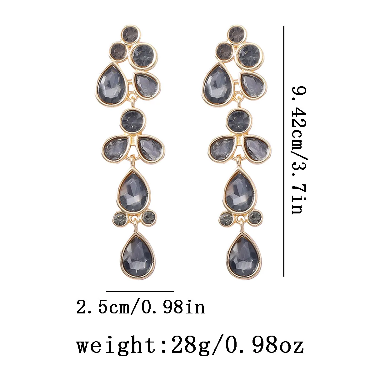 Vintage Wassertropfen Kristall Strass Ohrhänger für Frauen Lange Metall-Tropfenohrringe Statement Party Hochzeit Schmuck Geschenke – Detail 1