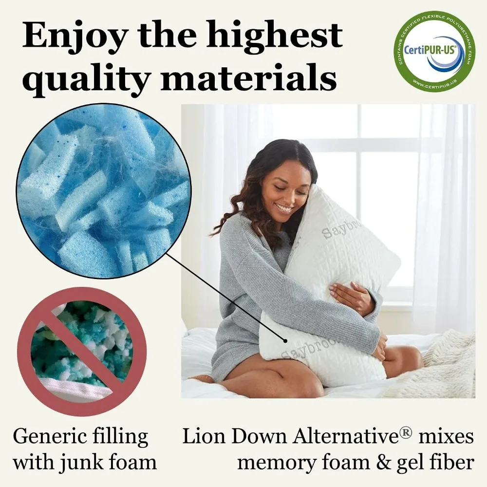 Adjustable Memory Foam Pillow with Temperature Control, Hypoallergenic and Machine Washable Cover