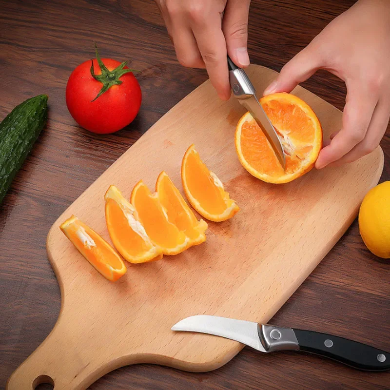 Paring Knife Stainless Steel Fruit Knife Anti-Slip Black Handle Perfect for Househould Fruit Peeler Cutter Slicer Knife