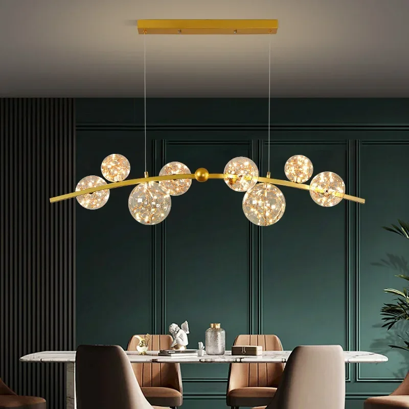 lustre led de ouro nordico com bola de vidro transparente lampada pendente longa luz suspensa para sala de jantar bar restaurante cafeteria escritorio 01