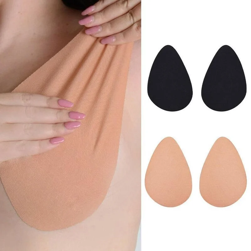 Women Large Size Adhesive Bra Water Drop Shaped Invisible Breast Pads Silicone Lifting Nipple Cover Push Up Chest Sticker 1 Pair