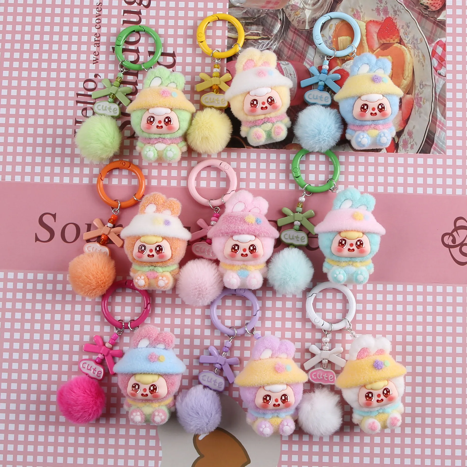 

Baby Three Sweet and Cute Cute Bunny Hat — модная игрушечная сумка с мультяшным рисунком 3 лет, подвеска, аксессуар, брелок, подвеска