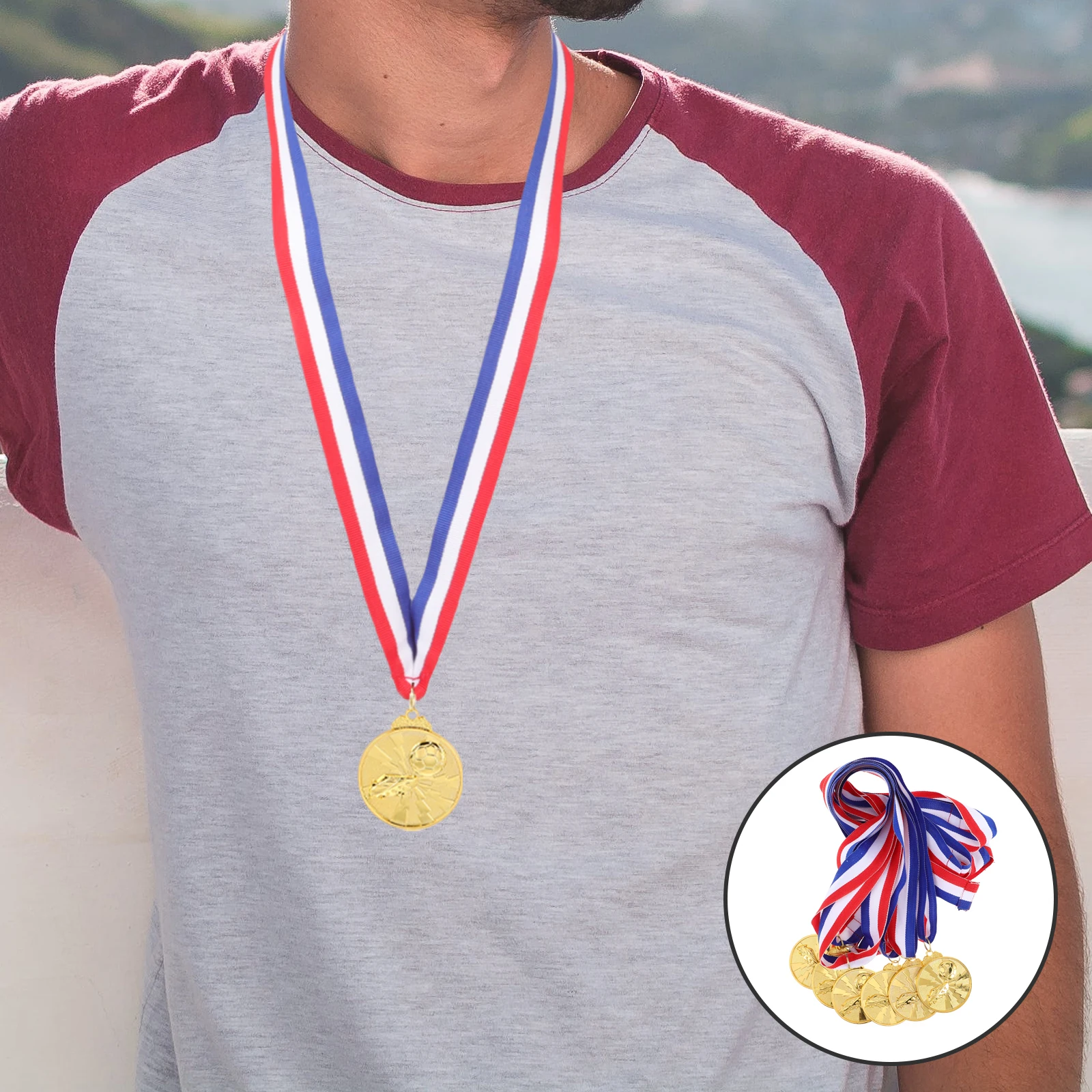 

6 Pcs Awards Party Metal Goal Medal Decorative Football Medals Golden Game Child