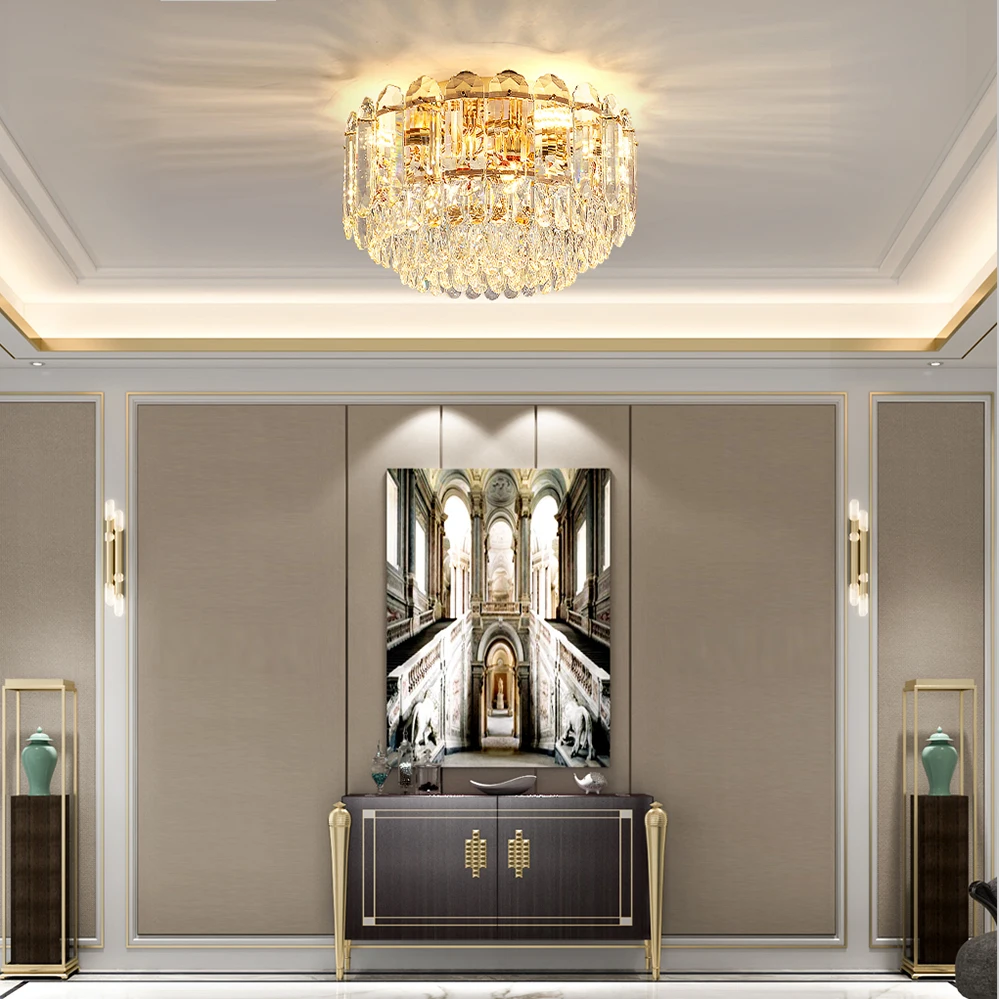 Luxury Smoky Gray Crystal Ceiling Lights 2026 New Postmodern LED Lighting Home Decoration Lamps for Living Room Decor Lustres