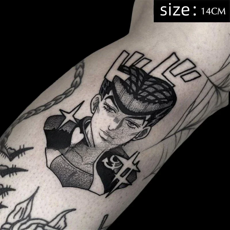 

Anime JoJo's Bizarre Adventure Temporary Tattoos Cartoon Josuke Tattoo Body Art Arm Waterproof Fake Tatoo Sticker for Woman Men