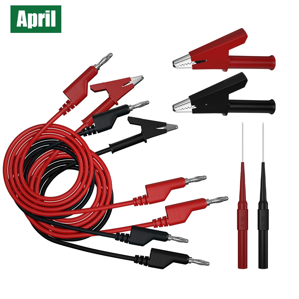 Multimeter-Prüfkabel-Set, 8-teilig, 4mm Stapelbare Bananenstecker, Krokodilklemmen-Kabel mit Testproben