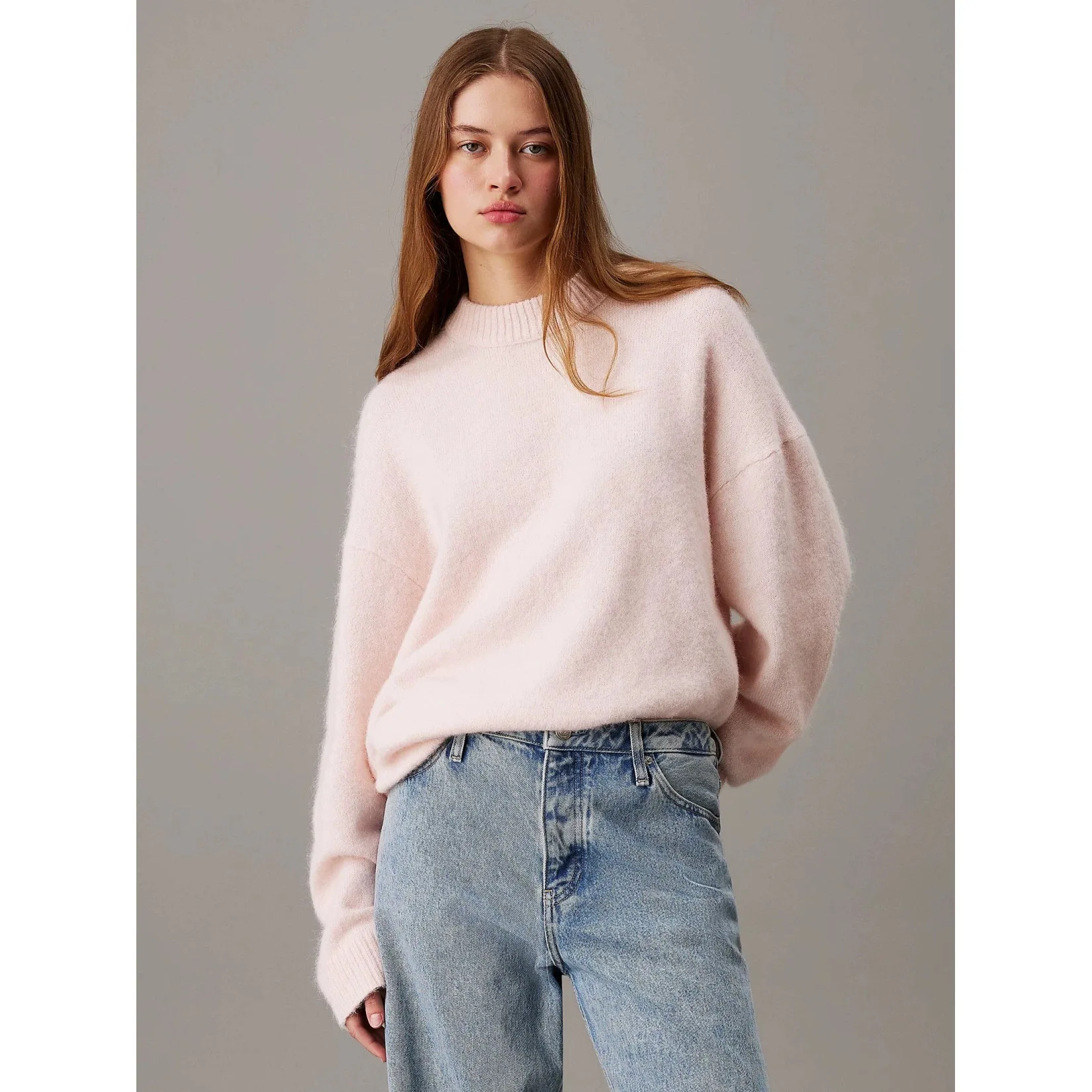 2026 Autumn Winter Lady Chic Commute All-match Knitwear Casual Knit Pink Sweater Women Loose O-neck Long Sleeve Solid Pullover