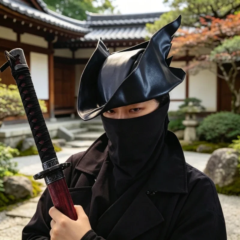 Blood Source Old  Hat Cosplay PU Leather Peripheral Costume Dark Souls Ring Assassin Ninja Hat Vampire  Customized