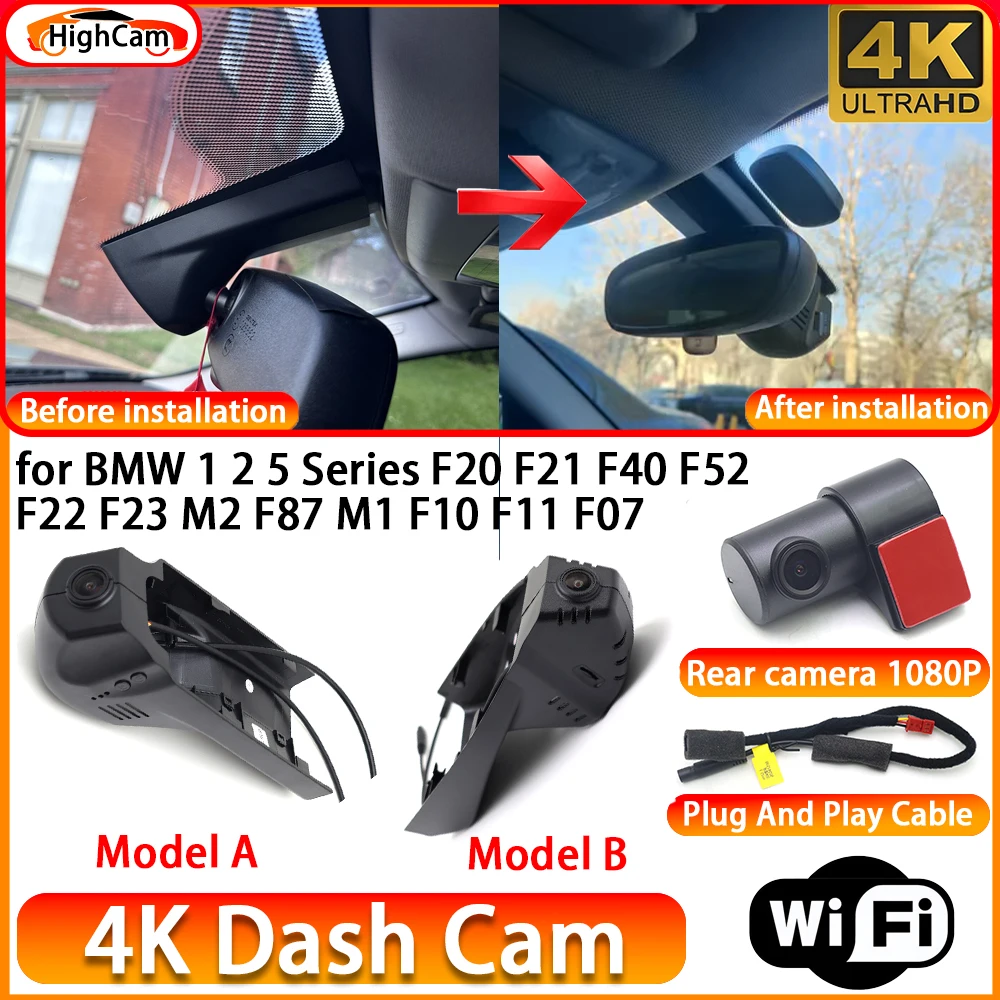 Für BMW 1er 2er 5er Serie F20 F21 F40 F52 F22 F23 M2 F87 M1 F10 F11 F07 OEM 4K DVR Dashcam Vorder- und Rückkamera WLAN-Videorekorder
