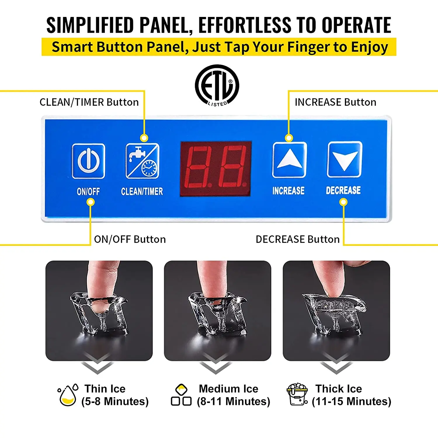 VEVOR Kommerziellen Cube Ice Maker 43KG 57KG 68KG/24H Unterbau Edelstahl Auto Klare Flüssigkeit einfrieren Maschine Eis Generator