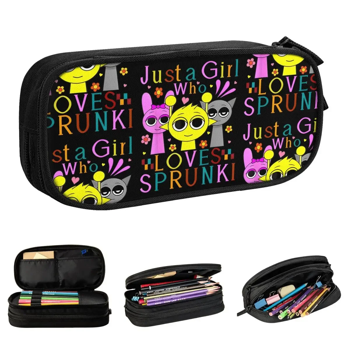 

Модные забавные пеналы «Просто девочка, которая любит Sprunki», сумка для карандашей, детская большая сумка для хранения, офисные подарки, канцелярские принадлежности