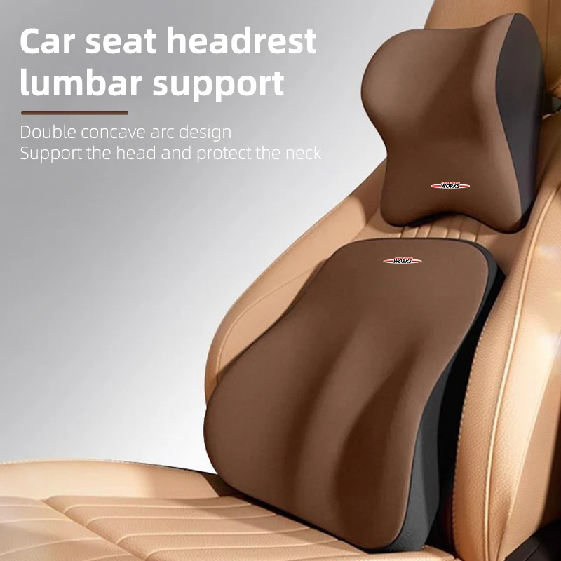 Car Seat Neck Support Pillow Soft Breathable Headrest Lumbar Cushion For MINI JCW WORKS Cooper F55 F56 R60 R59 R58 R57 R56 R55