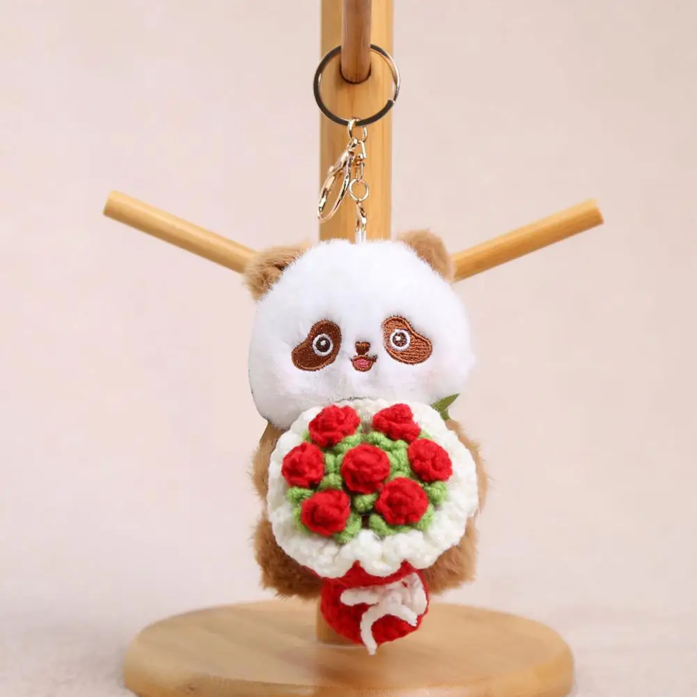 พวงกุญแจตุ๊กตาแพนด้า ตุ๊กตาขนนุ่ม ช่อดอกไม้ ของตกแต่งน่ารัก จี้กระเป๋า ของนำโชค ของประดับกระเป๋าเป้ ของขวัญ