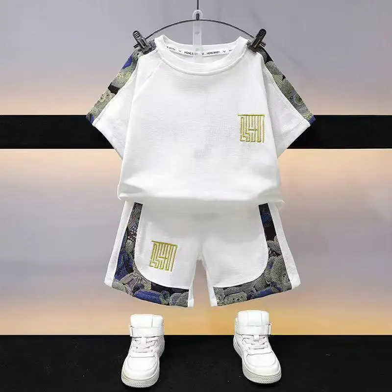 

Children's Summer Set New Boys' Baby Cool Handsome Short sleeved T-shirt Shorts Two piece Set Kids Outfits