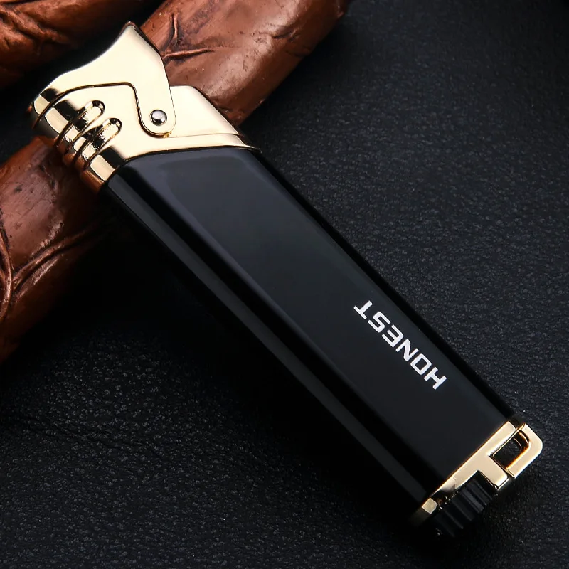 Baicheng Personalized Windproof Straight Inflatable Lighter Creative Gift Outdoor Mini Portable Lighter Smoking Accessories