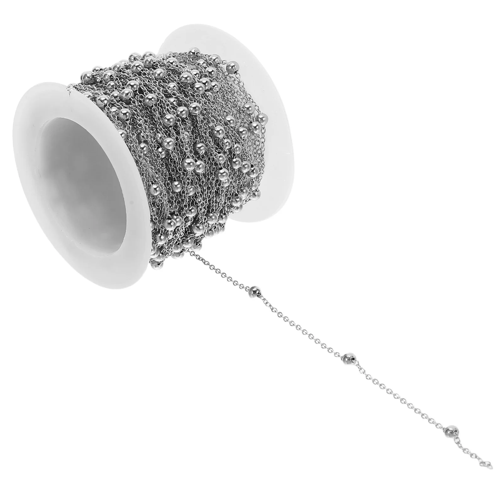 1 Roll Stainless Steel Bead Chain Round Design Jewelry Chain Roll for DIY Necklace Bracelet Making Accessories