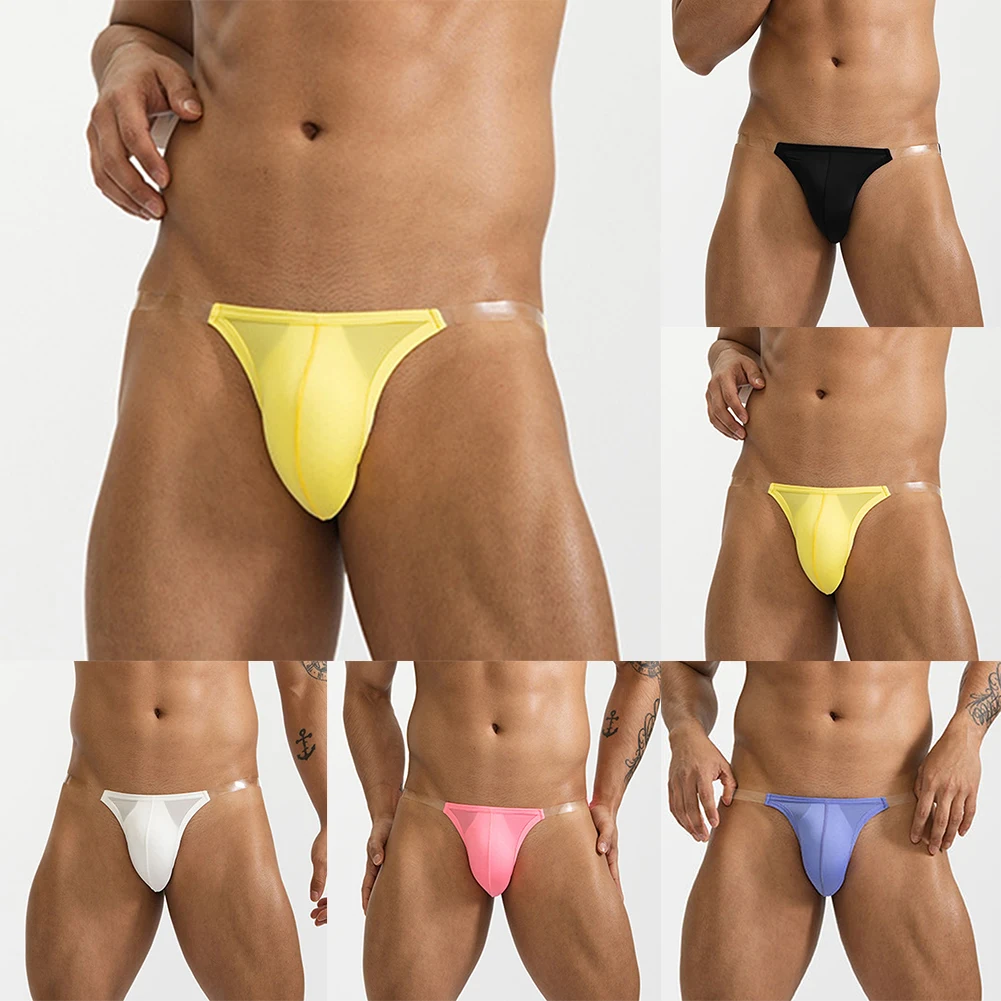 

1pc Mens Ice Silk Intimate Underwear Sheer U Convex Pouch Briefs Invisible Low Waist Seamless Panties Bottoms Lingerie