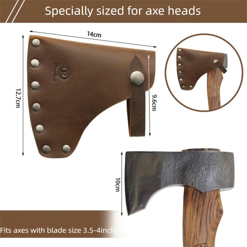 Durable First-Layer Cowhide Axe Sheath, Portable and Simple Design, Thickened Axe Blade Protective Cover, Suitable for Various a