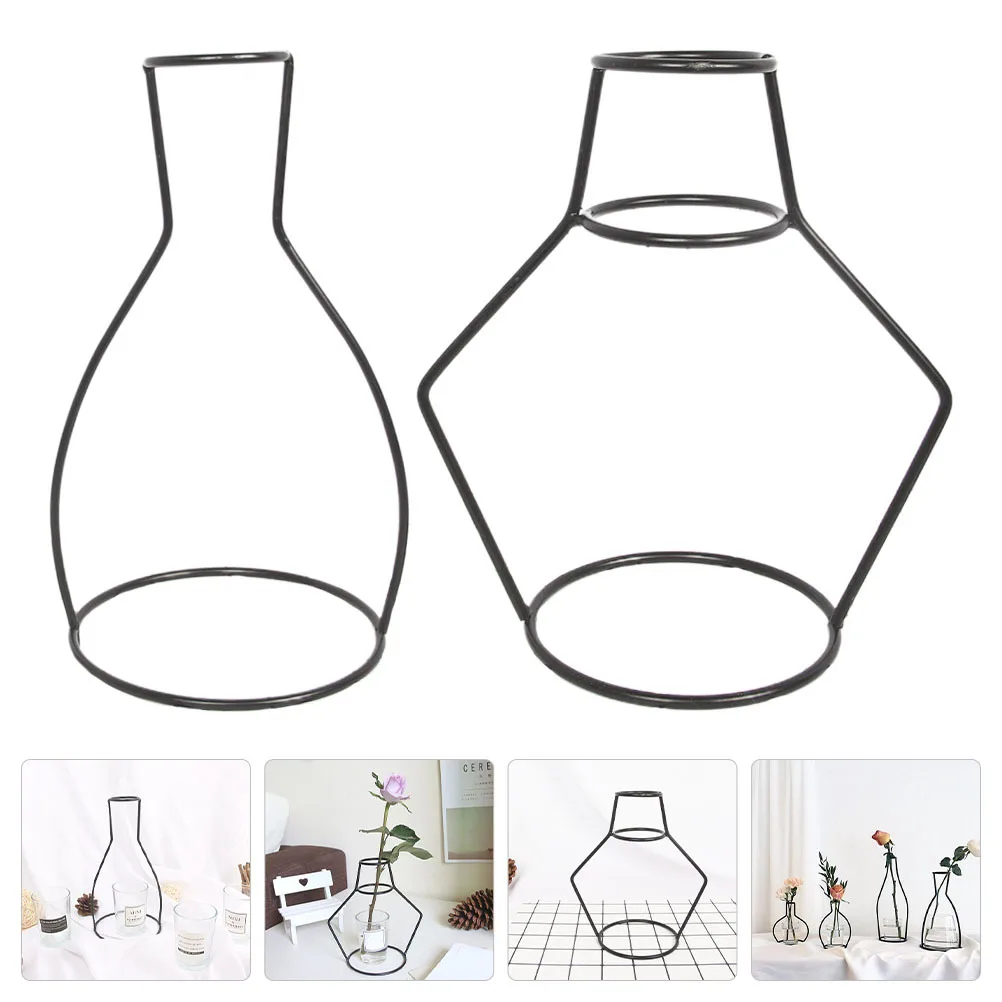 

2Pcs Iron Plant Holder Fresh Flower Stand Golden Geometric Holder for Air Plants Garden Balcony Office Decoration