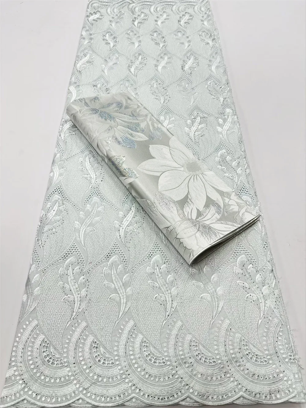 

5 Yard Skin Eyelet Stones Cotton Swiss Voile Lace In Switzerland Mix 2 Pcs SEGO Headtie African Hairtie Head Wrapper Sets CT1563