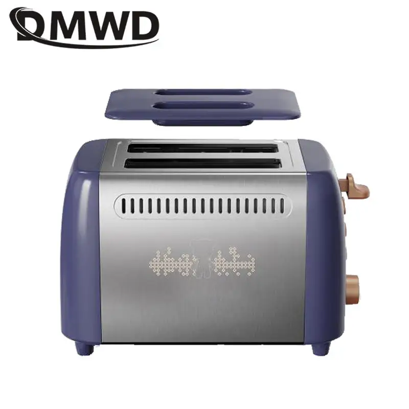 DMWD 2 slice Electric bread toaster machine 6 Gears sandwich maker toast baking grill oven with dust cover for kitchen breakfast