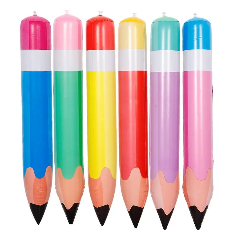 6pcs PVC Inflatable Pencil Props Giant Pencil Balloon Large Crayons Back To School Birthday Party Decorations