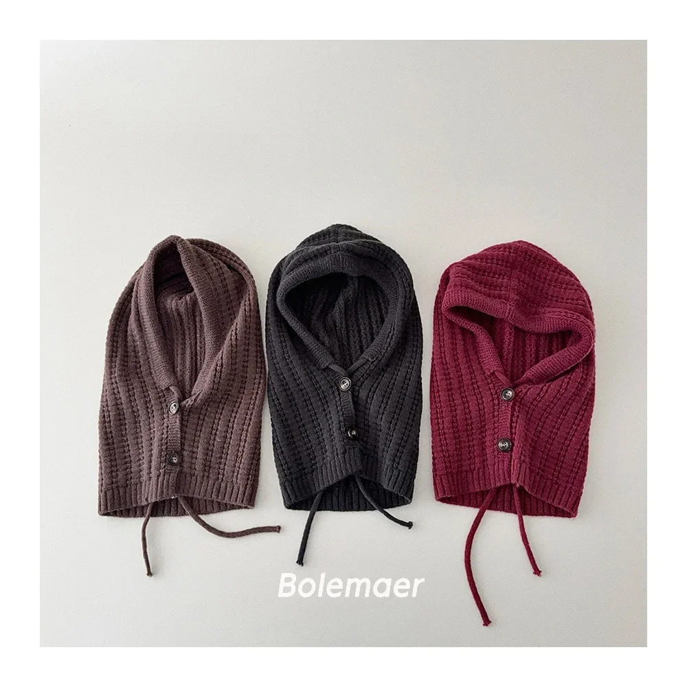 

2025 New Autumn Winter Baby Knit Caps Baby's Winter Shawl Hat Warm Ear Protection Caps Kids Accessories