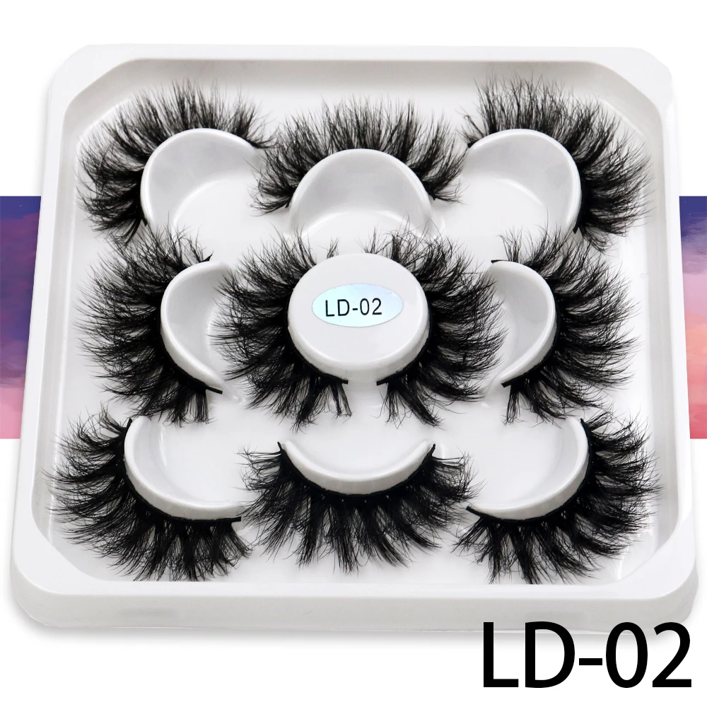 Korea 5 Paare 25mm Nerz Wimpern einzelne natürliche flauschige falsche Wimpern dichte Verlängerung Nerz Wimpern Großhandel Make-up Toole – Detail 18